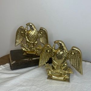 Vintage Solid Brass Eagle Bookends Baldwin